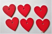 Dřevěná dekorace srdce červené 6 kusů